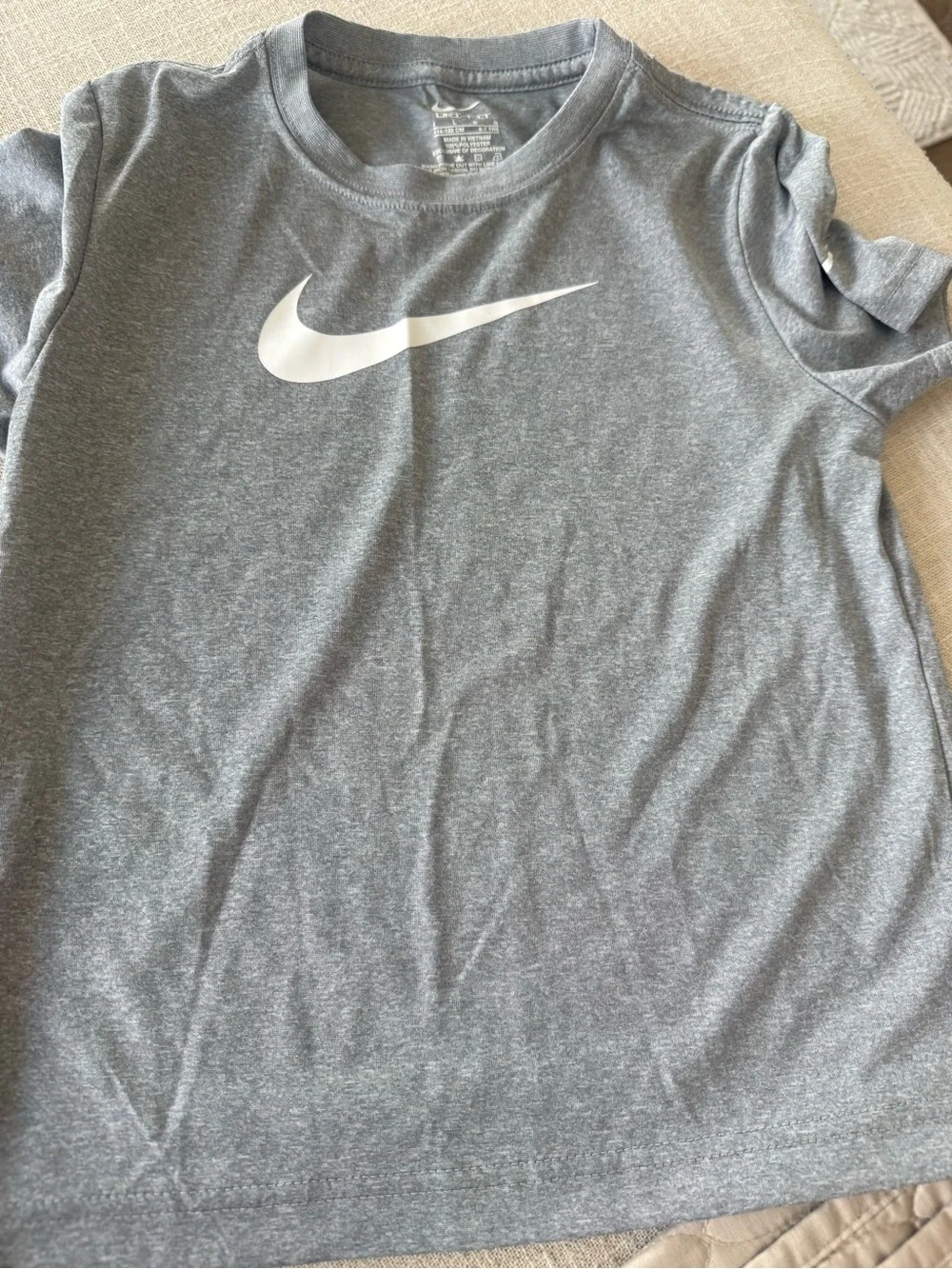 Nike Kids Gray T-Shirt with Navy Athletic Shorts